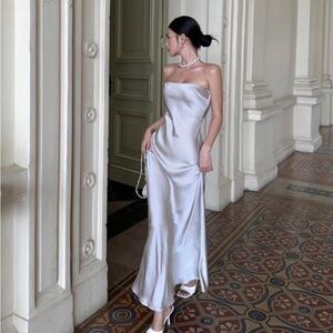 Silk midi-maxi dress